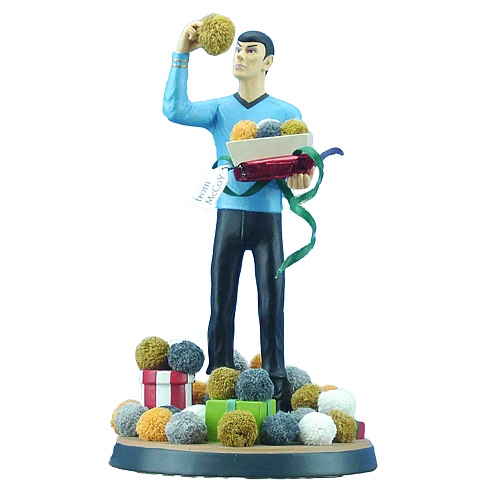 Star Trek Spock & Tribbles Christmas Fabric Mache Statue